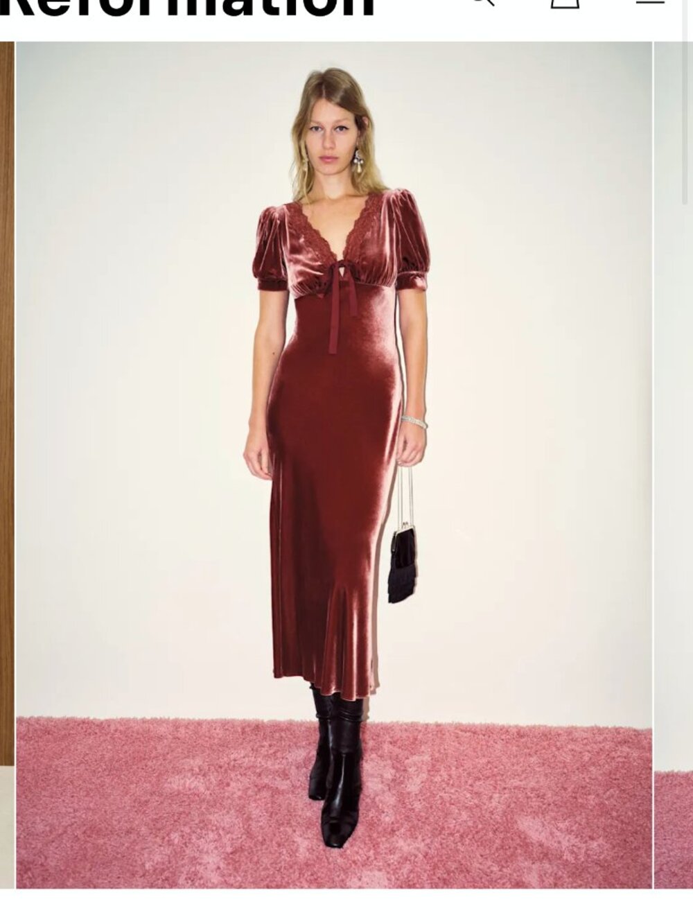 Reformation Velvet Dress NWT